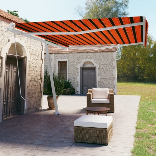 vidaXL Prostostoječa ročno zložljiva tenda 450x350 cm oranžna/rjava Cene