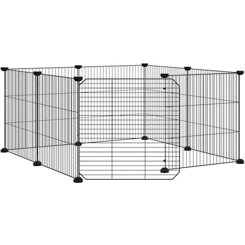  Kavez za kućne ljubimce s 8 panela i vratima crni 35x35 cm čelik Slike