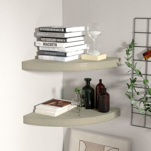 VidaXL plutajuće kutne police 2 kom boja hrasta 35 x 35 x 3,8 cm MDF Slike