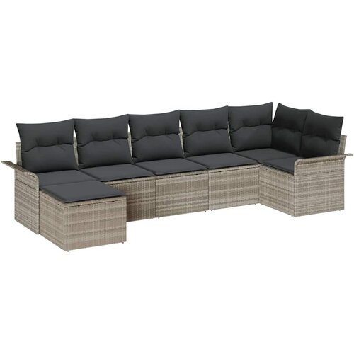  Sjedeća garnitura za vrt 7 kom. Svijetlo siva poliratan 297,5 x 132,5 x 69 cm Slike