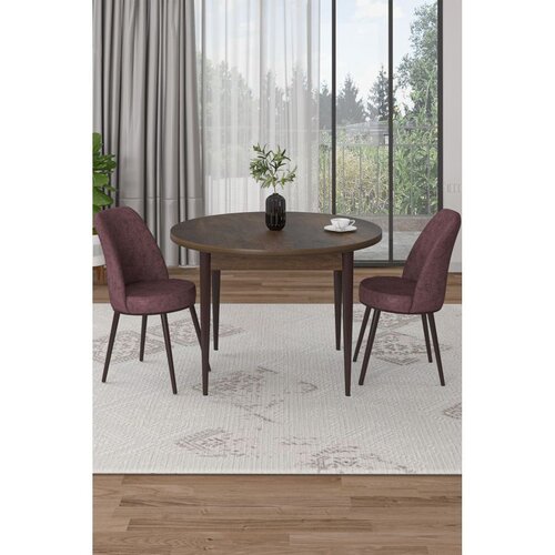 Hanah home trpezarijski set Tor, sto i 2 stolice, ploča u dekoru drveta Baroque, puder roze tkanina Babyface Cene