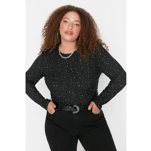 Trendyol Curve Black Long Sleeve Knitted Blouse