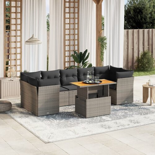 vidaXL 8-dijelni set vrtnih sofa od poliratana s jastucima sivi Cijene