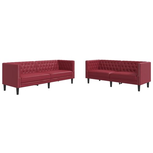vidaXL Komplet Chesterfield kavčev 2-delna rdeče umetno usnje, (21749179) Cene