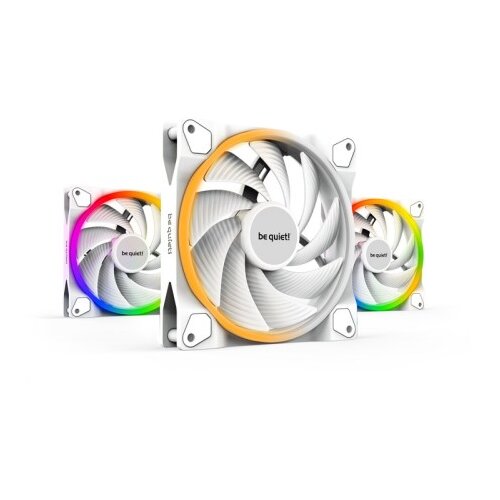 BE QUIET LIGHT WINGS White High-Speed (BL103) triple pack RGB 140mm 4-pin PWM beli ventilator Slike
