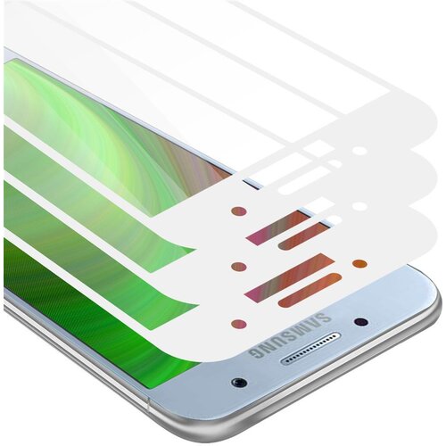 Cadorabo 3x Celozaslonska za&amp;scaron;čitna folija, združljiva z Samsung Galaxy A3 2017 - Za&amp;scaron;čitna folija v transparentno z belo - 3-pack Kaljeno steklo za za&amp;scaron;čito zaslona s trdoto 9H in 3D dotikom, (20547897) Slike