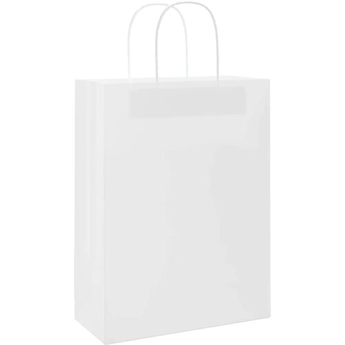  Papirnate vrećice 250 kom s ručkama bijele 26x12x35 cm Slike