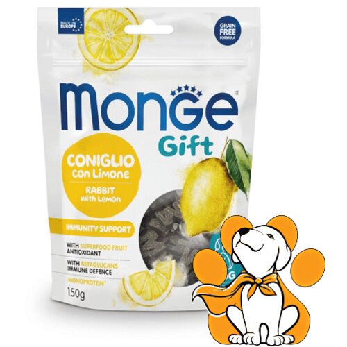 Monge Gift Immunity Support Dog Rabbit With Lemon 150g,Poslastice Za Odrasle Pse Cene