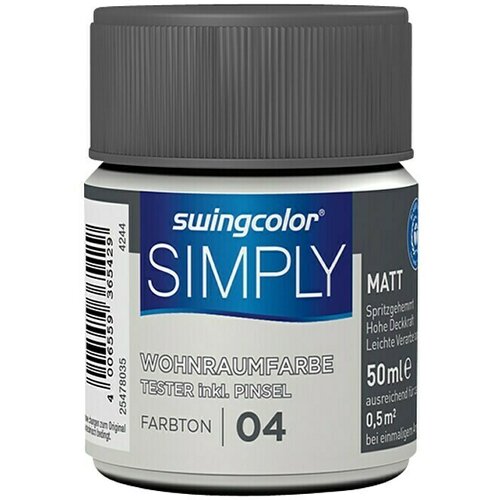 SWINGCOLOR NOTRANJA DISPERZIJSKA BARVA SIMPLY ŠT.04 (50 ml, siva) Cene