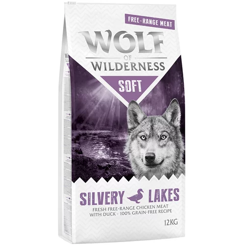 Wolf of Wilderness "Soft - Silvery Lakes" - piščanec proste reje & raca - Varčno pakiranje: 2 x 12 kg