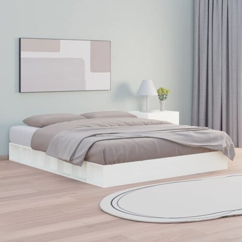  Okvir za krevet od masivnog drva bijeli 150 x 200 cm veliki Cene