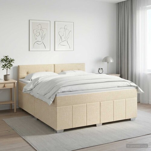  Boxspring krevet s madracem Krem 140 x 200 cm Tkanina Cijene