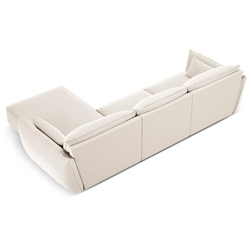 Mazzini Sofas Bež žametna kotna sedežna garnitura z ležalnikom (desni kot) Vanda &amp;ndash; Slike