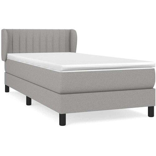Box spring krevet s madracem svjetlosivi 90x190 cm od tkanine Slike