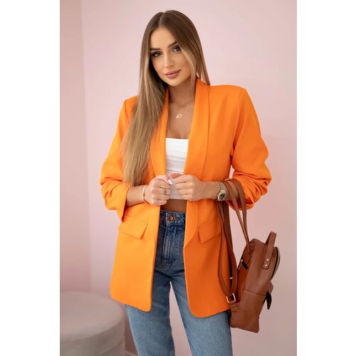 Kesi Włoski Elegant jacket with lapels dark orange Slike