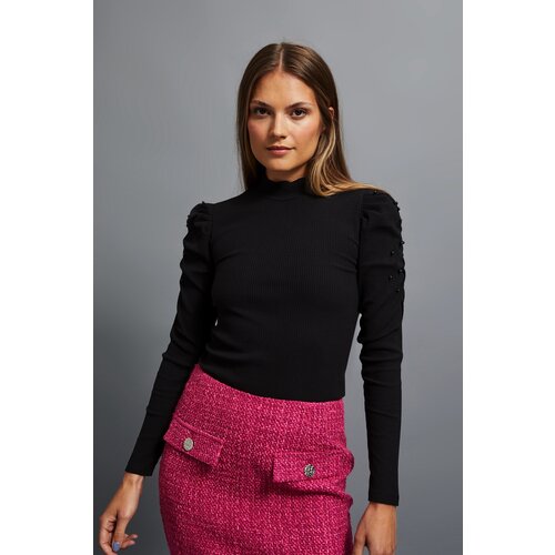 Moodo Blouse with puffed sleeves - black Slike