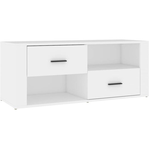  TV ormarić bijeli 100 x 35 x 40 cm od konstruiranog drva Bijela Slike