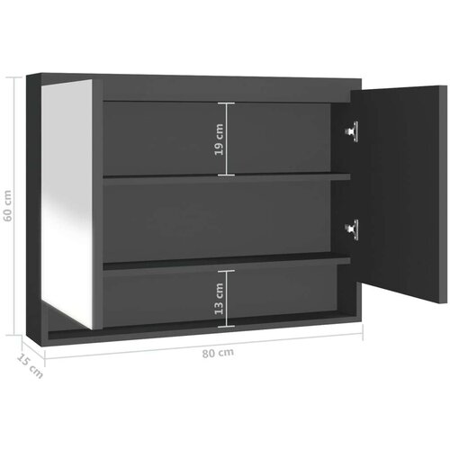 VidaXL kupaonski ormarić s ogledalom 80 x 15 x 60 cm MDF antracit Slike