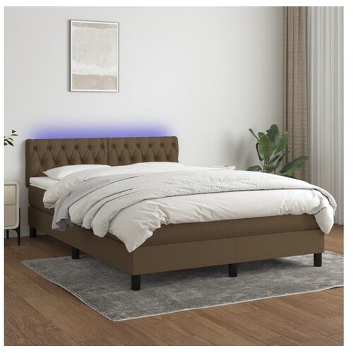  Box spring s madracem LED tamnosmeđi 140x200 cm tkanina Cene