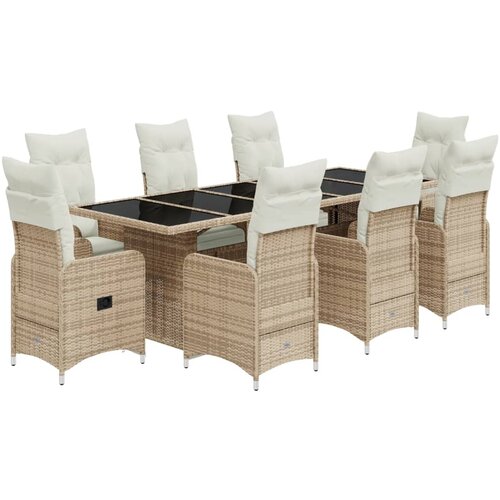 vidaXL 9-dijelni vrtni bistro set od poliratana s jastucima bež Cene