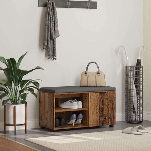  Klupa za hodnik s jastukom Staro drvo 80 x 38 x 46 cm Cene
