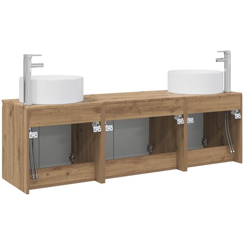  Set ormarića za kupaonicu 3 kom. Hrast artisan Smeđa 49,5 x 44,5 x 65,5 cm Slike