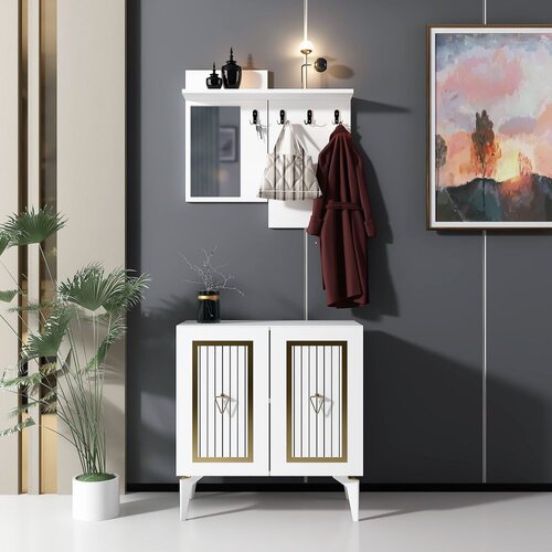 Woody Fashion masal - white, gold whitegold hall stand Slike