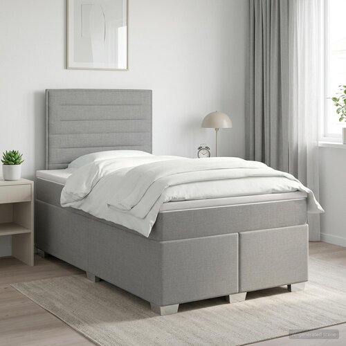  Boxspring krevet s madracem Svjetlosiva 120 x 200 cm Tkanina Cene