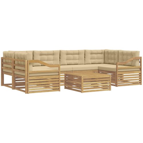  Set vanjskih sofa 7 kom. Bijela i bež Poliester Slike
