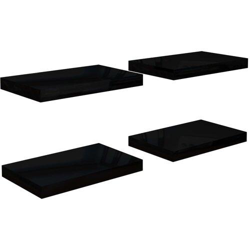 Maison Chic 4 kosi Lebdeče Stenske Police - Viseče police sijaj črne 40x23x3,8 cm MDF, (21794027) Slike