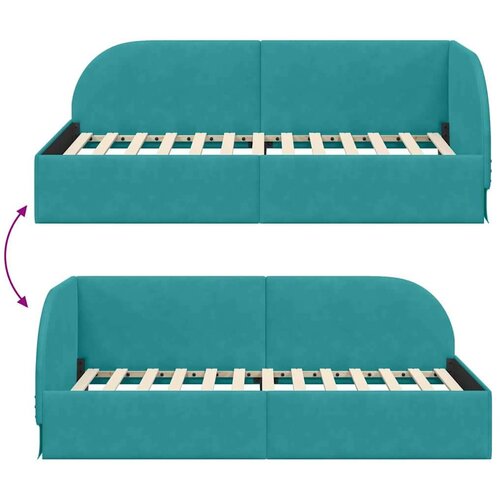 VidaXL Kutni okvir kreveta s uzglavljem Tirkizna 100 x 200 cm Bar&amp;scaron;un Slike