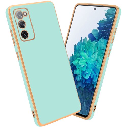 Cadorabo Ohi&amp;scaron;je, združljiv s Samsungom v sijajni metini zeleni barvi - Zlato - za&amp;scaron;čitni pokrov iz fleksibilnega silikona TPU in z za&amp;scaron;čito pred kamero, (20592964) Slike