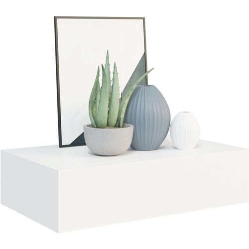 VidaXL Zidna polica s ladicom bijela 40 x 23,5 x 10 cm MDF Slike