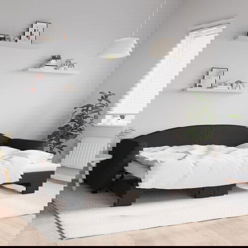 vidaXL Dnevni krevet na razvlačenje crni 90 x 200 cm od tkanine Cijene