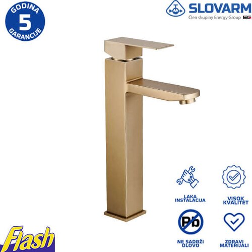  Jednoručna slavina za lavabo - visoka - slovarm - zlatna Cene