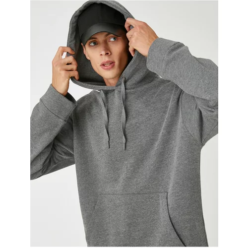 Koton Basic Hooded Sweatshirt Pocket Detailed