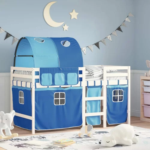 vidaXL Dječji krevet na kat s tunelom plavi 90x190 cm masivna borovina