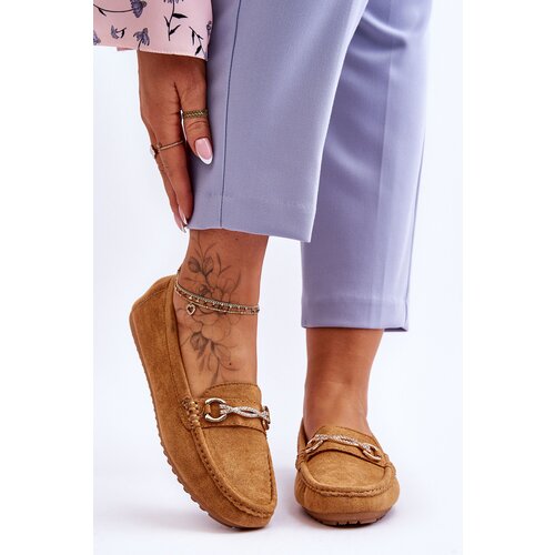 Boto Classic Suede Loafers With Embellishment Camel Amera Cene