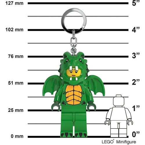 Lego Minifigure privezak za ključeve sa svetlom: Devojka u kostimu zelenog zmaja ( LGL-KE224H ) Slike