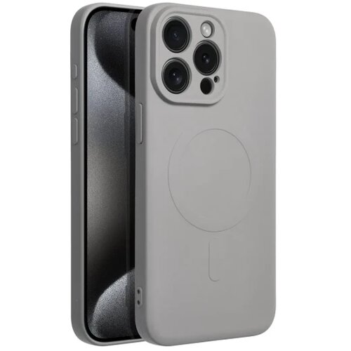 Silicone Mag Cover compatible with MagSafe maska za IPHONE 15 PRO MAX grey titanium Cene