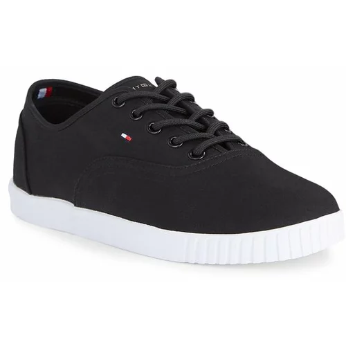 Tommy Hilfiger Tenis superge Canvas Lace Up Sneaker FW0FW07805 Črna