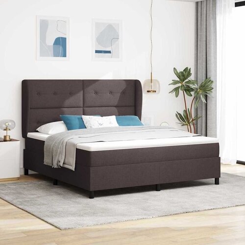 Box spring krevet Tamno smeđa 180 x 200 cm tkanina - Tamno smeđa 180 x 200 cm Pro&scaron;iveno gumbima Cijene
