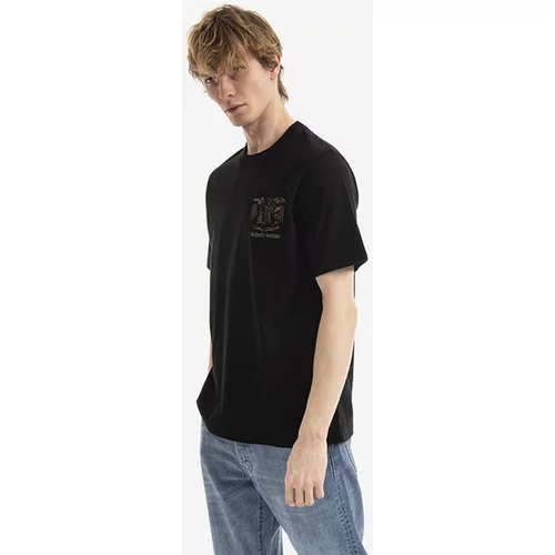 Wood Wood Bombažna kratka majica Bobby JC Robot T-shirt črna barva