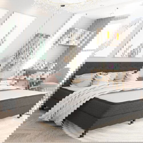 VidaXL Taftirano uzglavlje od tkanine tamnosivo 160 x 200 cm Slike