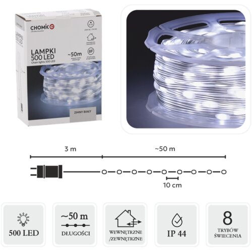 Molarem Home Božićne LED lampice &amp;ndash; 500 LED, IP44, hladno bijela, 50 m, 8 načina osvjetljenja Slike