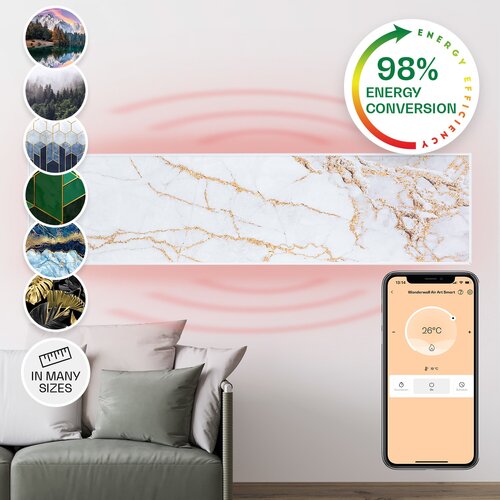 Klarstein Wonderwall Air Art Smart, infracrveni grijač, 60 x 60 cm, 350 W, mramor II Slike
