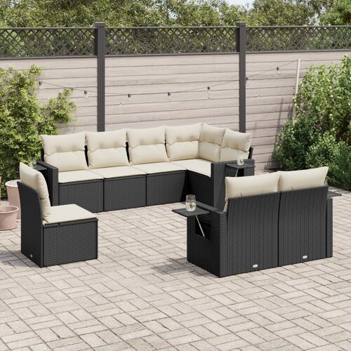 vidaXL 8-dijelni set vrtnih sofa od poliratana s jastucima crni Cijene