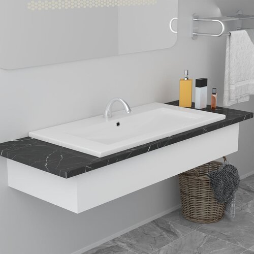 vidaXL Vgradni umivalnik 91x39,5x18,5 cm keramičen bel Cene