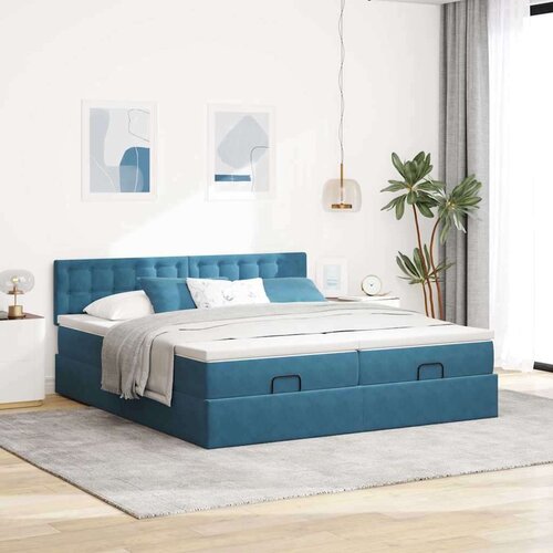  Okvir kreveta s madracima tamnoplavi 160x200cm bar&amp;scaron;unasti Slike