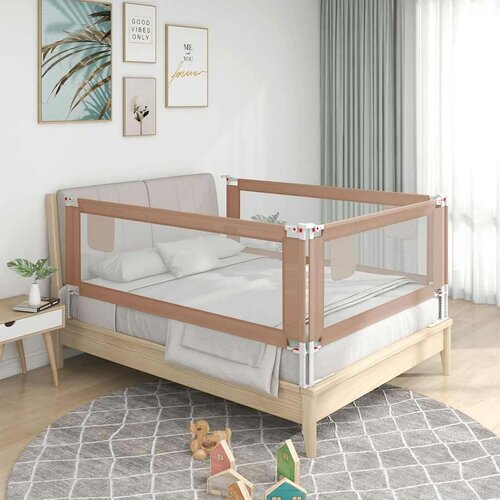 vidaXL Posteljno varovalo za malčke taupe 190x25 cm blago Cene